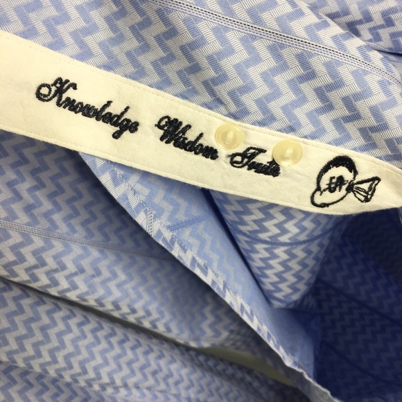 Robert Graham Shirt Blue White Chevron French Cuff Size Extra Large - Picture 6 of 10